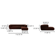 Moe's Home Collection Zandro Warm Brown Right-Facing Sectional