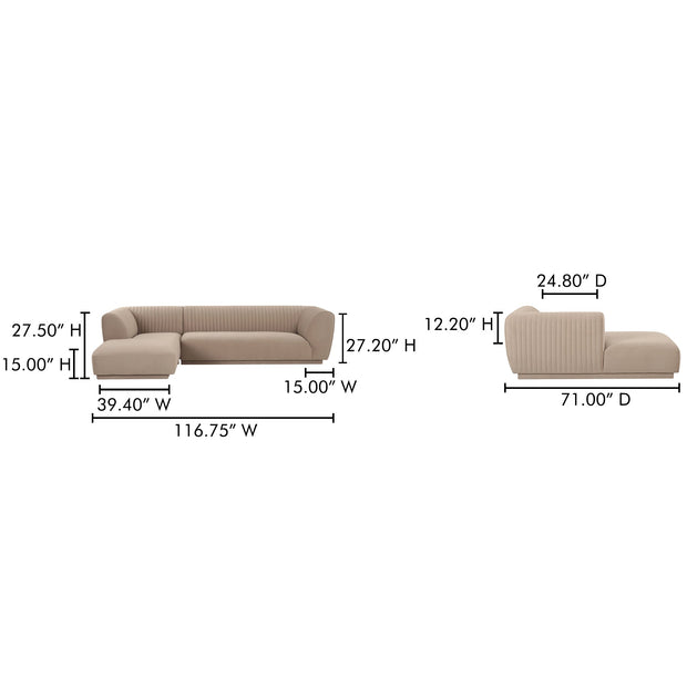 Moe's Home Collection Zandro Beige Left-Facing Sectional