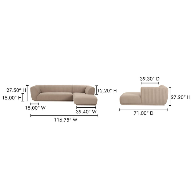 Moe's Home Collection Zandro Beige Right-Facing Sectional