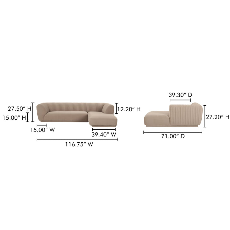 Moe's Home Collection Zandro Beige Right-Facing Sectional