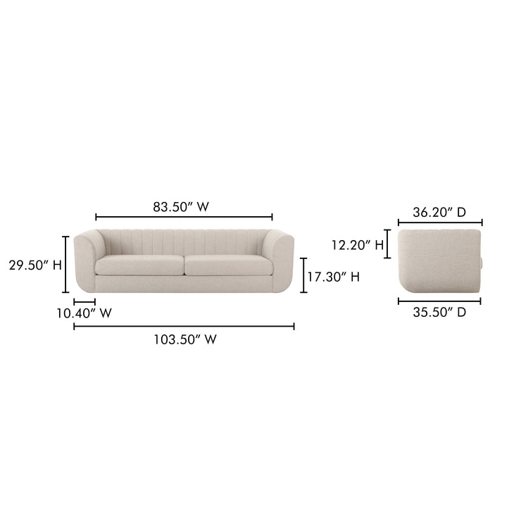 Moe's Home Collection Rosy Oatmeal Sofa