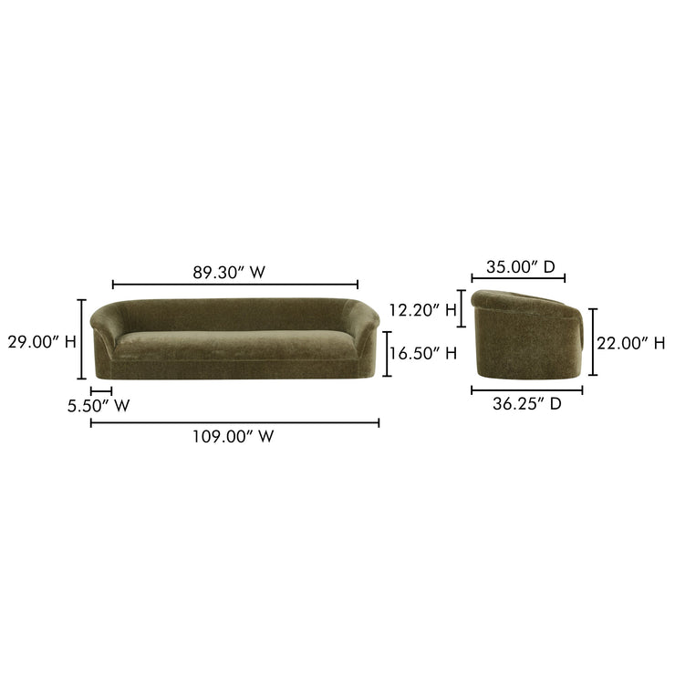 Moe's Home Collection Thora Dark Green Sofa