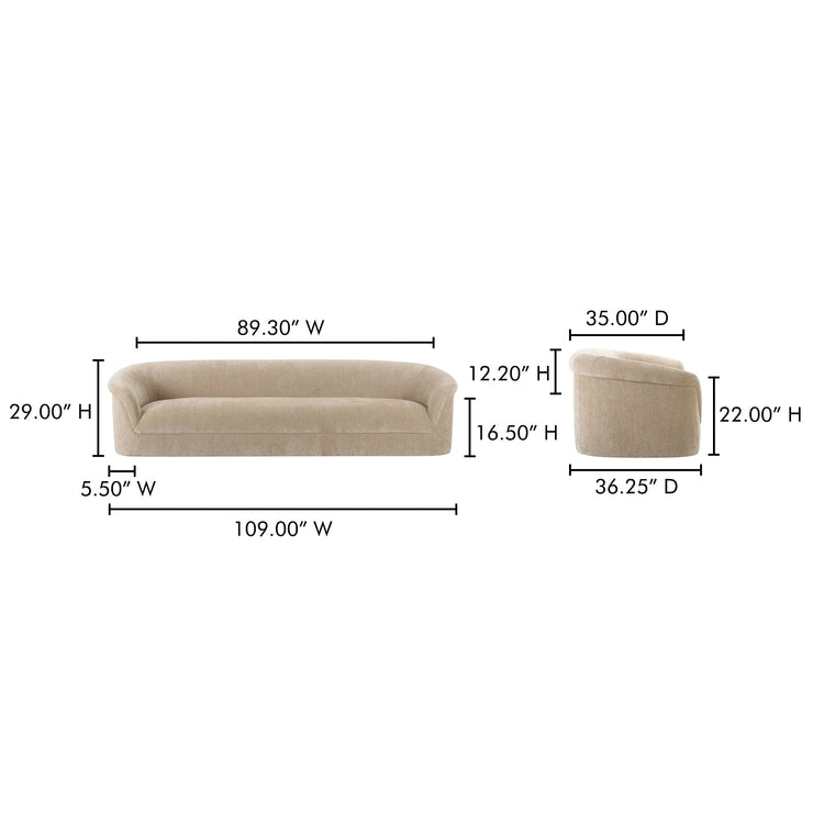 Moe's Home Collection Thora Beige Sofa