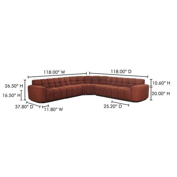 Moe's Home Collection Roman Rust L-Shaped Sectional