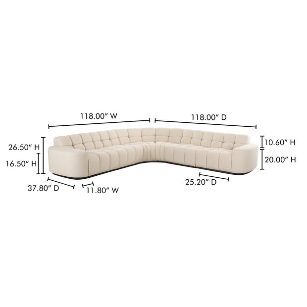 Moe's Home Collection Roman Oat L-Shaped Sectional