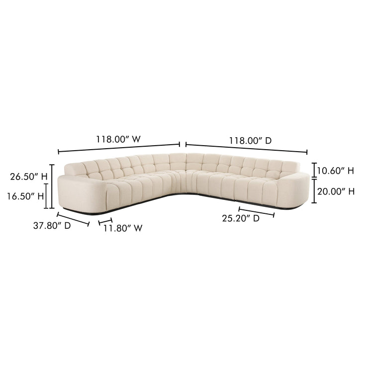 Moe's Home Collection Roman Oat L-Shaped Sectional