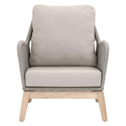 Essentials For Living Loom Outdoor Club Chair ~ Platinum Rope, Performance Smoke Gray, Gray Teak