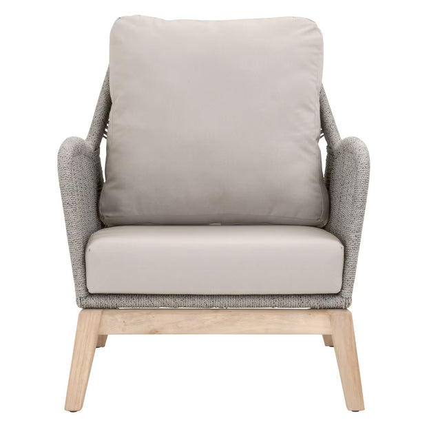 Essentials For Living Loom Outdoor Club Chair ~ Platinum Rope, Performance Smoke Gray, Gray Teak