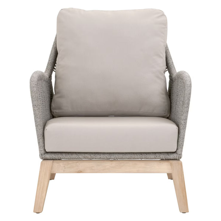 Essentials For Living Loom Outdoor Club Chair ~ Platinum Rope, Performance Smoke Gray, Gray Teak
