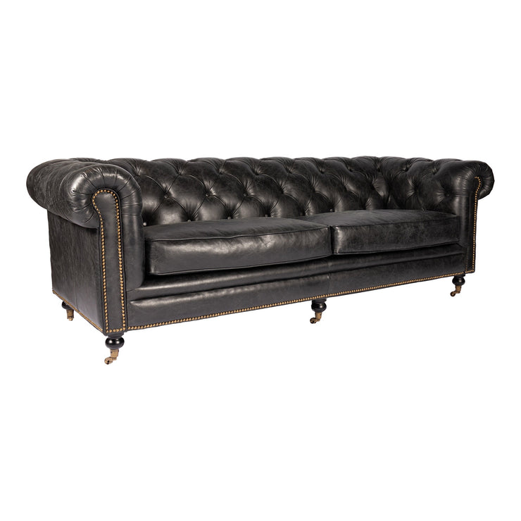 Moe's Home Collection Birmingham Tufted Black Leather Sofa