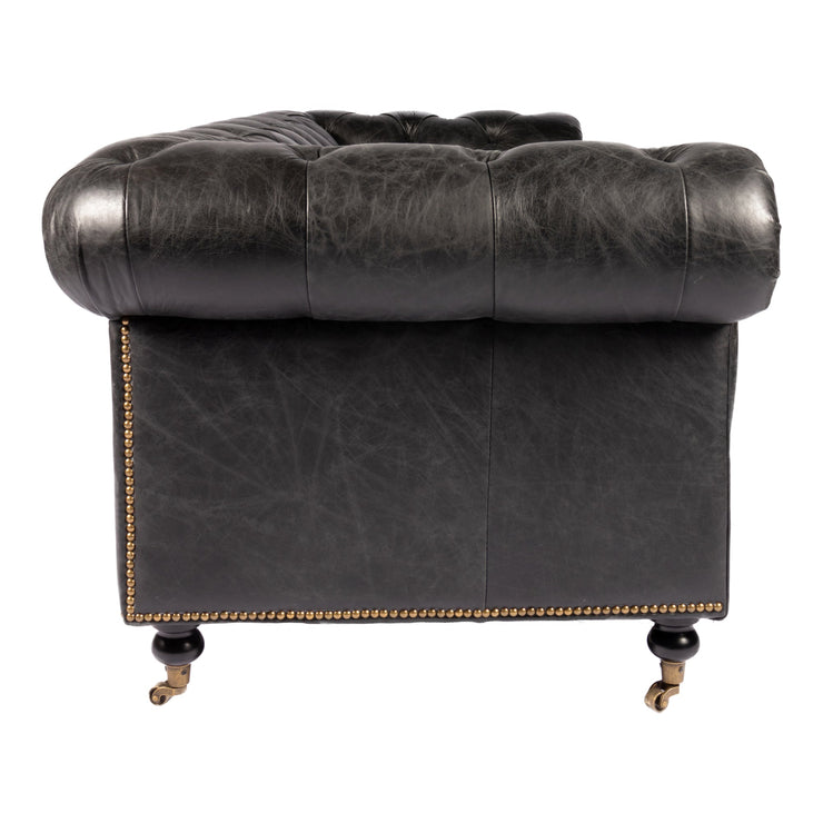Moe's Home Collection Birmingham Tufted Black Leather Sofa