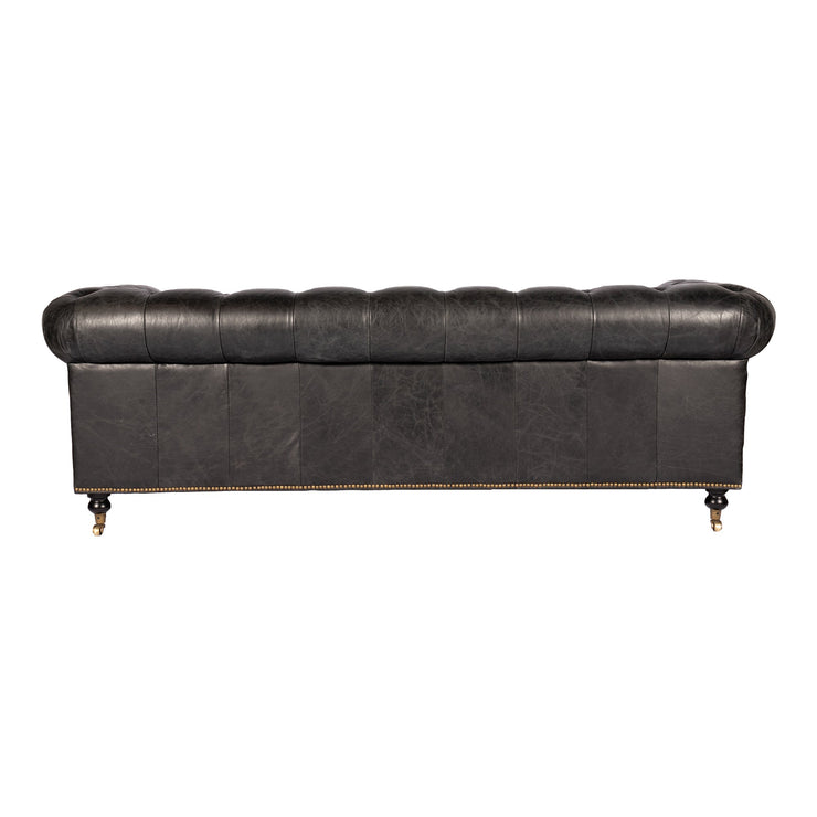 Moe's Home Collection Birmingham Tufted Black Leather Sofa