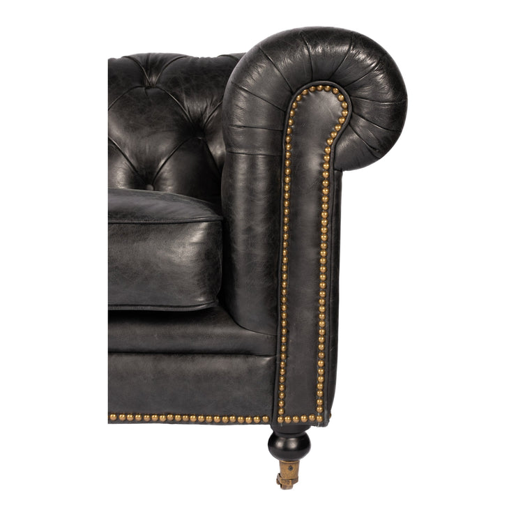 Moe's Home Collection Birmingham Tufted Black Leather Sofa