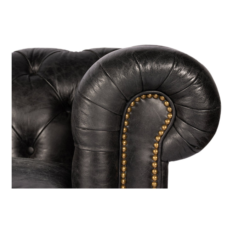 Moe's Home Collection Birmingham Tufted Black Leather Sofa