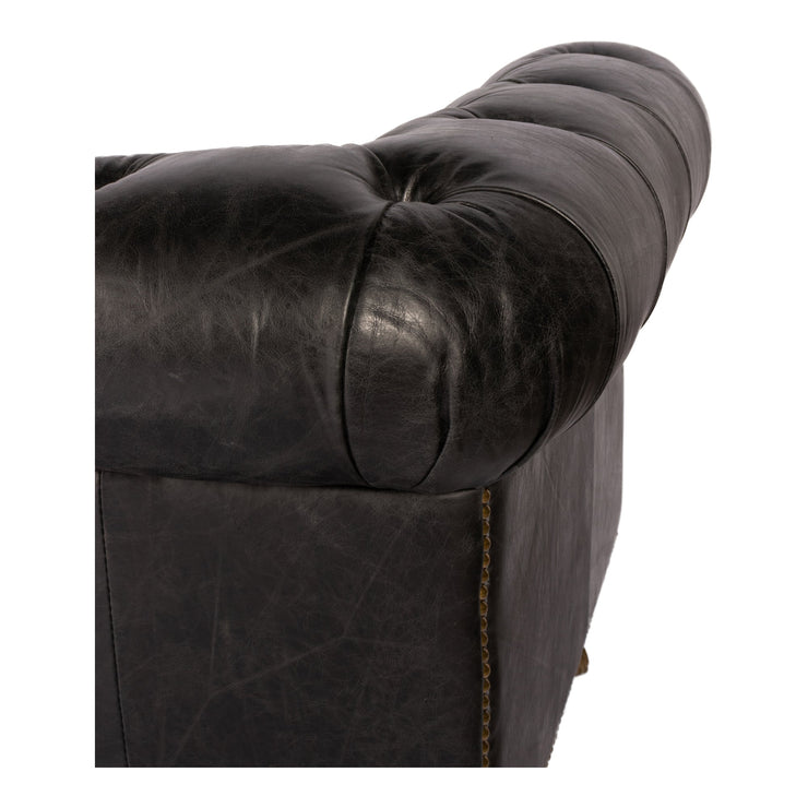 Moe's Home Collection Birmingham Tufted Black Leather Sofa
