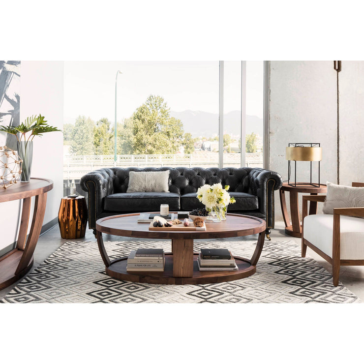 Moe's Home Collection Birmingham Tufted Black Leather Sofa