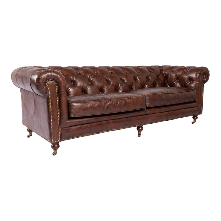 Moe's Home Collection Birmingham Tufted Dark Brown Leather Sofa