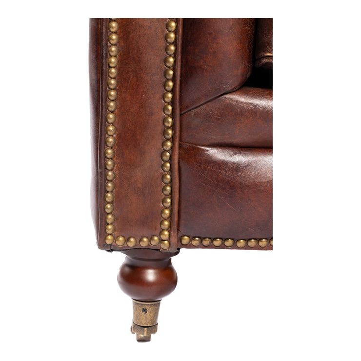 Moe's Home Collection Birmingham Tufted Dark Brown Leather Sofa