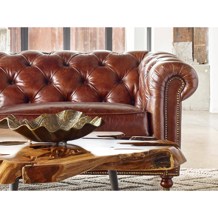 Moe's Home Collection Birmingham Tufted Dark Brown Leather Sofa