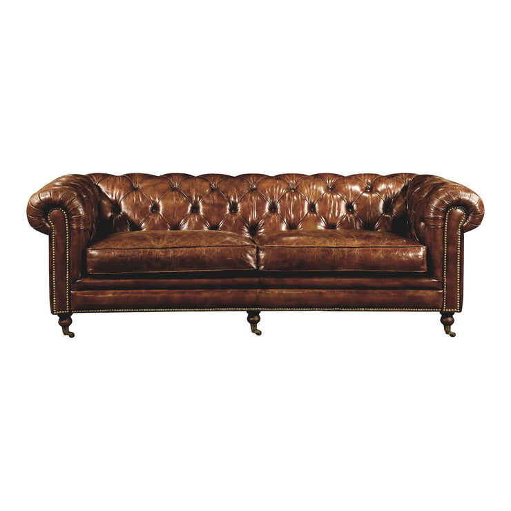 Moe's Home Collection Birmingham Tufted Dark Brown Leather Sofa