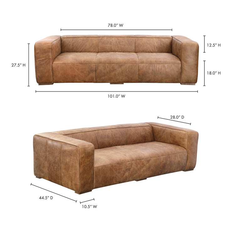 Moe's Home Collection Bolton Open Road Brown Leather Sofa