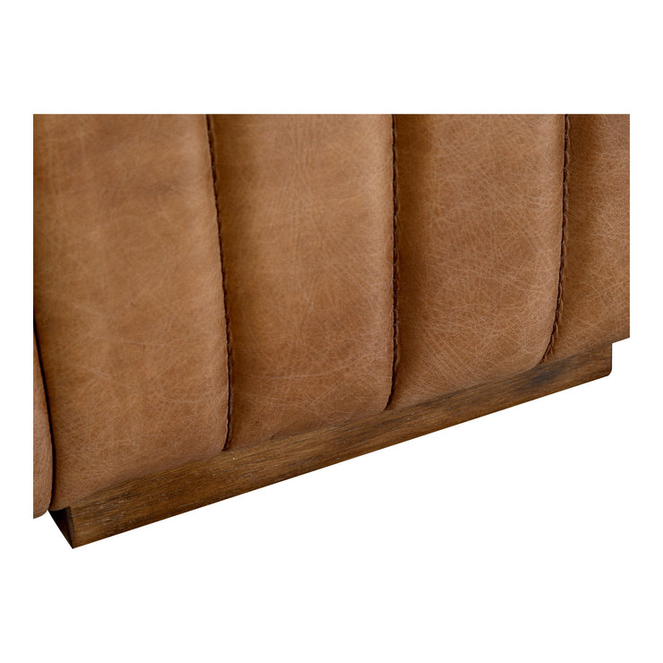 Moe's Home Collection Castle Channel Stitched Brown Leather Sofa