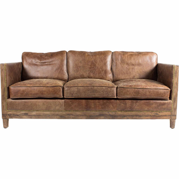 Moe's Home Collection Darlington Rustic Brown Leather Sofa