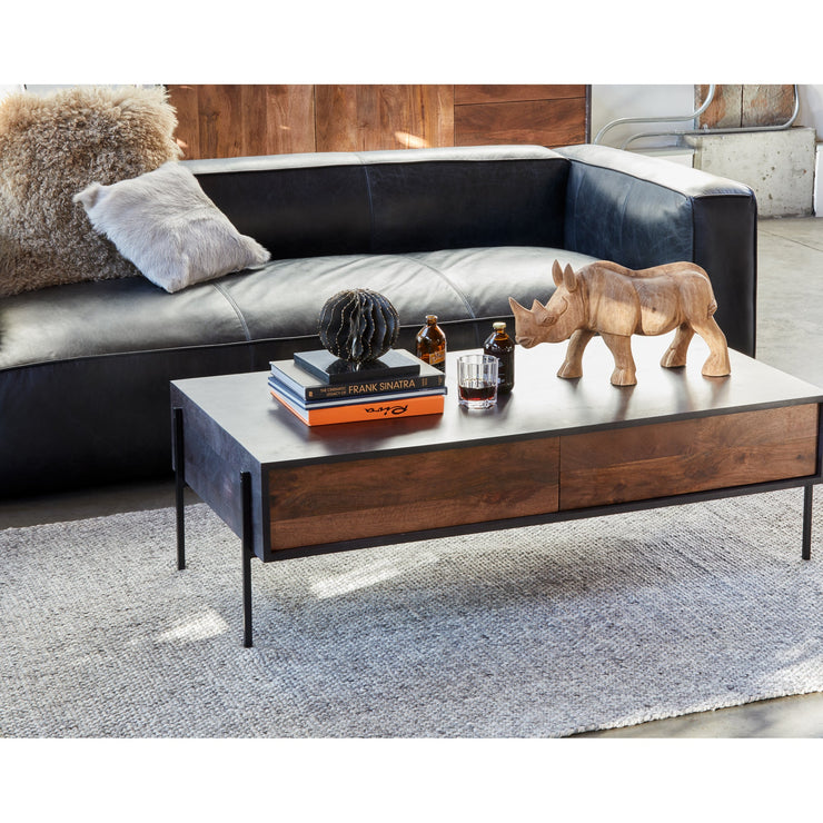 Moe's Home Collection Kirby Black Leather Sofa
