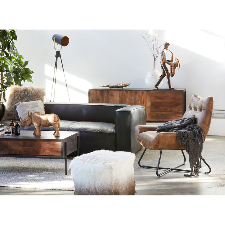 Moe's Home Collection Kirby Black Leather Sofa