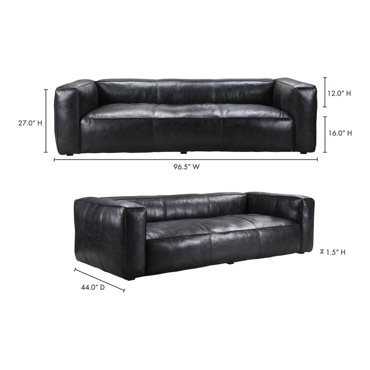 Moe's Home Collection Kirby Black Leather Sofa