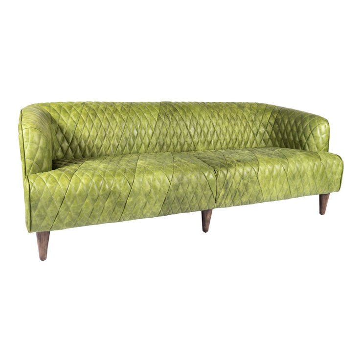 Moe's Home Collection Magdelan Diamond Tufted Green Leather Sofa