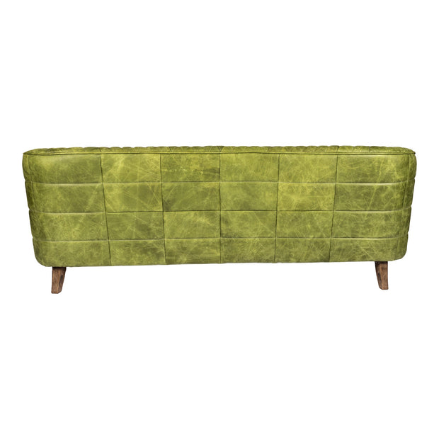 Moe's Home Collection Magdelan Diamond Tufted Green Leather Sofa