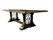 Casa Bonita Peruvian Hand-Painted Carved Wood Madrid Dining Table 10 Foot