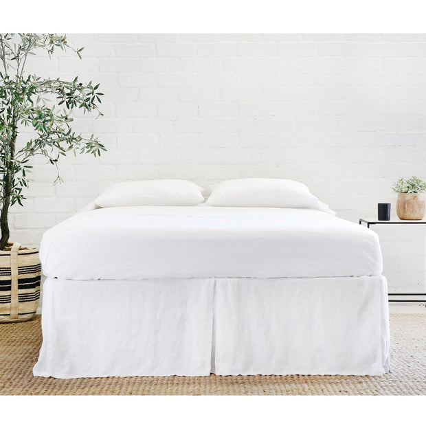 Pom Pom at Home Pleated White Linen Bedskirt ~ Available in Twin, Queen and King Sizes