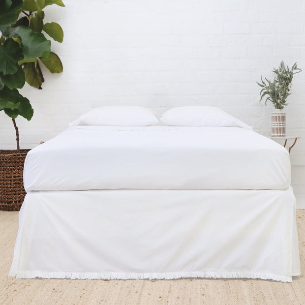 Pom Pom at Home Audrey White Cotton Percale Bedskirt ~ Available in Twin, Queen and King Sizes