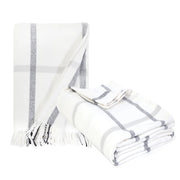 Pom Pom at Home Copenhagen White and Grey Plaid Throw Blanket ~ Available in 2 Sizes