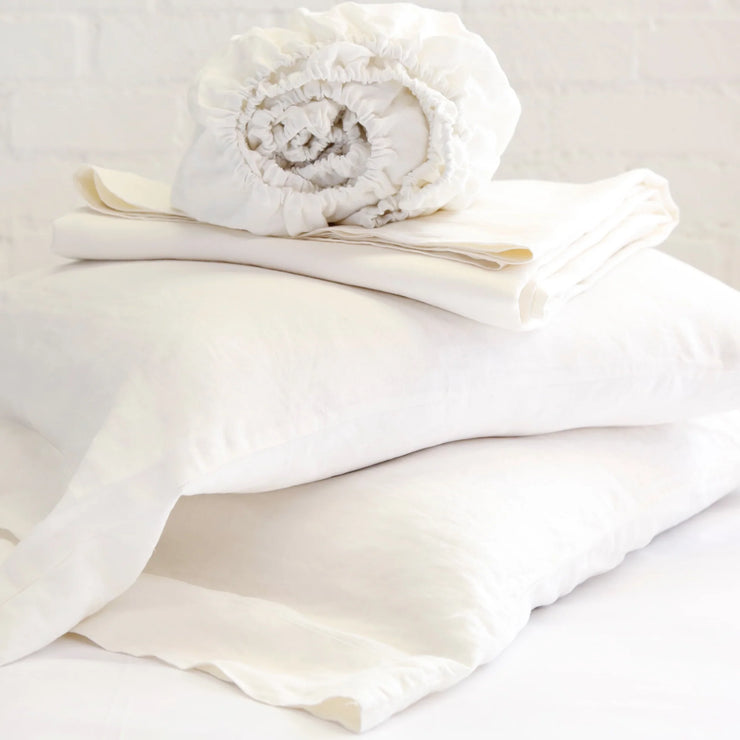 Pom Pom at Home Cream Linen King Sheet Set ~ Includes Flat, Fitted and 2 Pillowcases