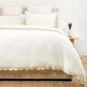 Pom Pom at Home Kelly Cream and Terracotta Linen Scalloped Duvet Cover & Pillow Shams ~ Available in Queen and King Sizes