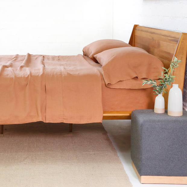 Pom Pom at Home Terra Cotta Linen Sheet Set ~ Available in Twin, Queen and King Sizes