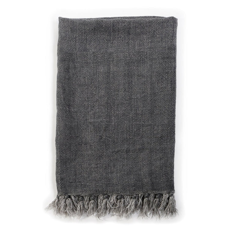 Pom Pom at Home Montauk Charcoal Linen Blanket ~ Available in Queen and King Size