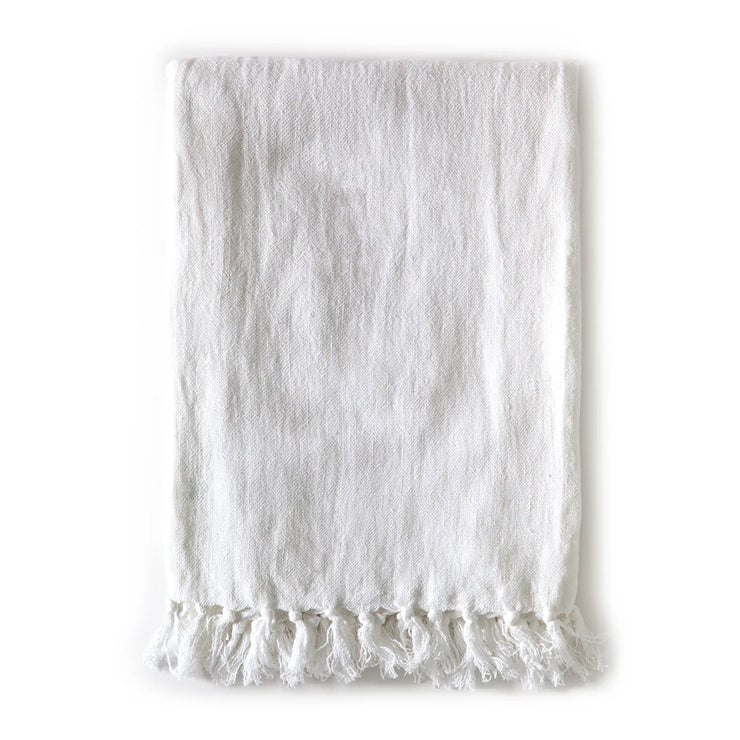Pom Pom at Home Montauk Pure White Linen Throw Blanket ~ 50” x 70” LAST CHANCE SALE ~ LIMITED QUANTITIES