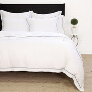 Pom Pom at Home Sheena Bamboo Sateen Duvet Cover Set - Navy Piping ~ Available in Twin, Queen and King Sizes