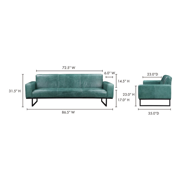 Moe's Home Collection Brock Green Leather Sofa