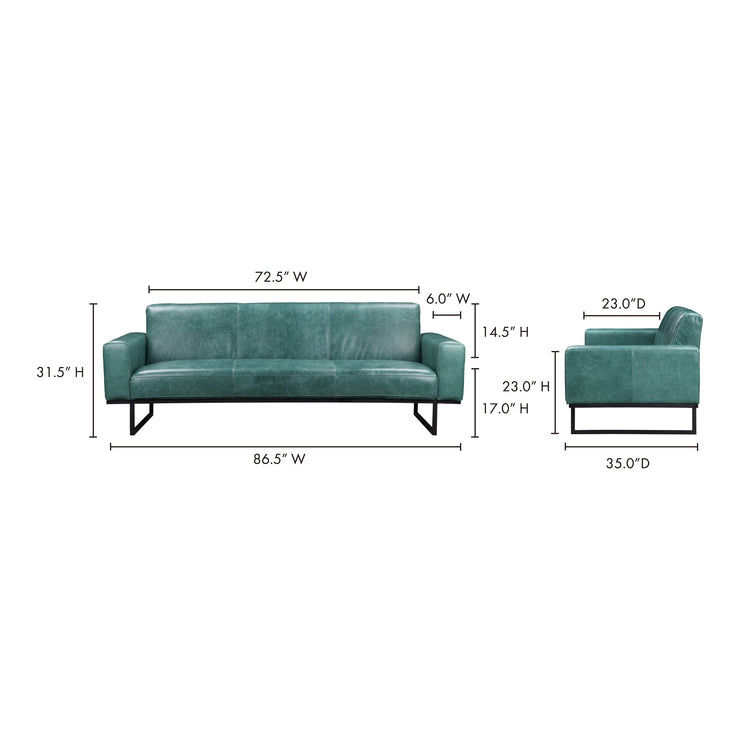 Moe's Home Collection Brock Green Leather Sofa