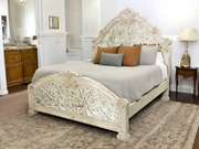 Casa Bonita Peruvian Hand-Painted Carved Wood and Antiqued Mirror Raquel Queen Size Bed