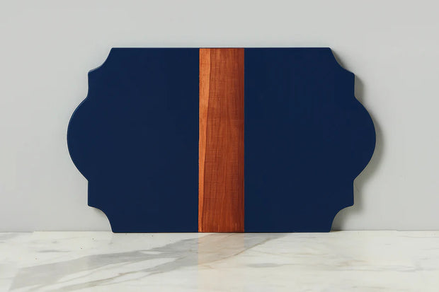 etúHOME Trefoil Wood Cheese Board Charger, Navy Blue