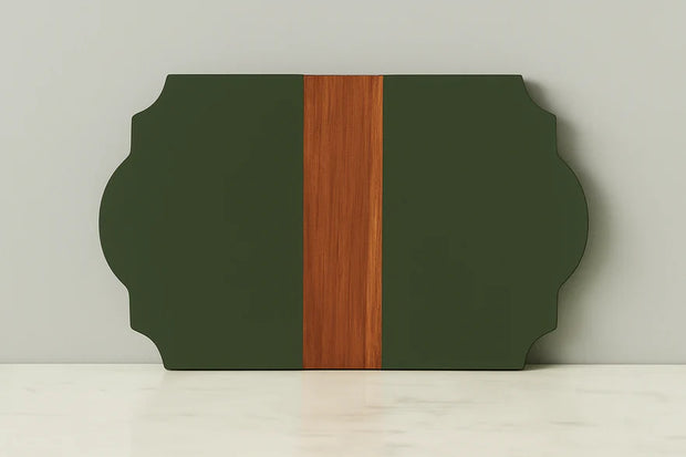 etúHOME Trefoil Wood Cheese Board Charger, Spruce Green