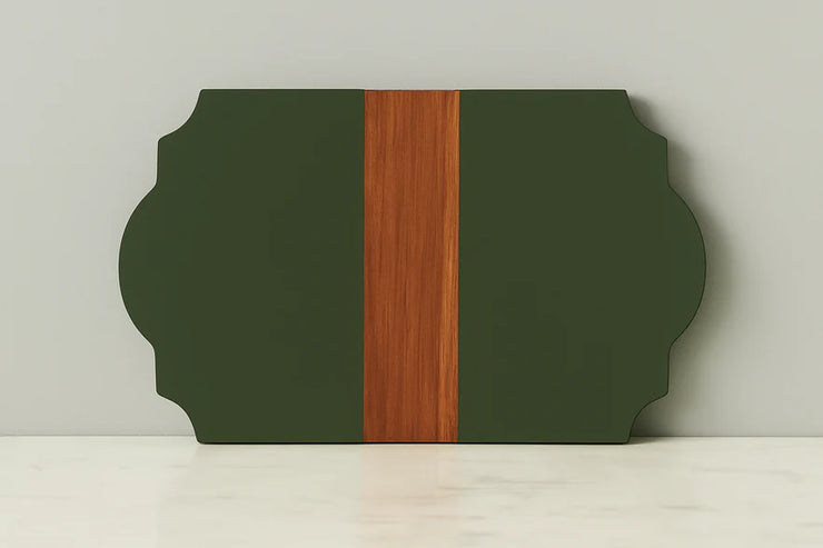 etúHOME Trefoil Wood Cheese Board Charger, Spruce Green