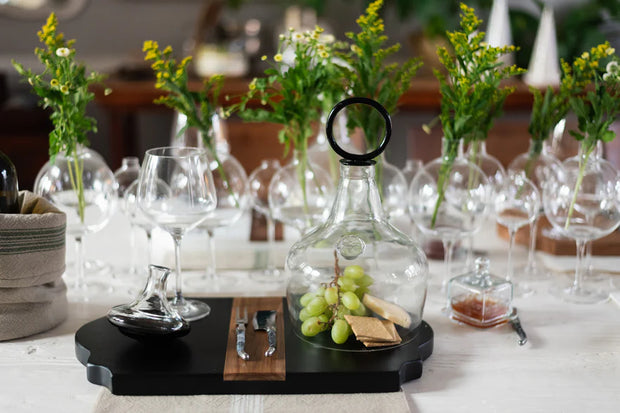 etúHOME Trefoil Wood Cheese Board Charger, Black