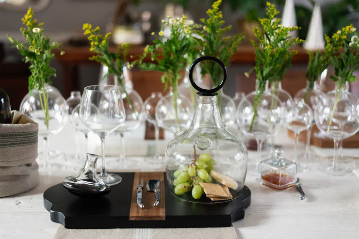 etúHOME Trefoil Wood Cheese Board Charger, Black